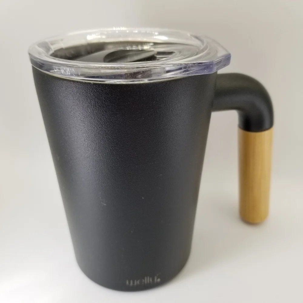 FRYE X Welly Bottle 12oz Wide Mouth Insulated Steel & Bamboo Travel Mug Black